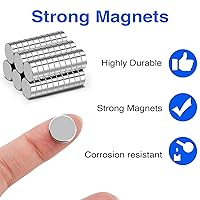 Vista 34 de TRYMAG 200Pcs Small Round Refrigerator Magnets for Crafts, 8x3mm Mini Rare Earth Tiny Strong Neodymium Disc Magnets for Whiteboard, Fridge, Office