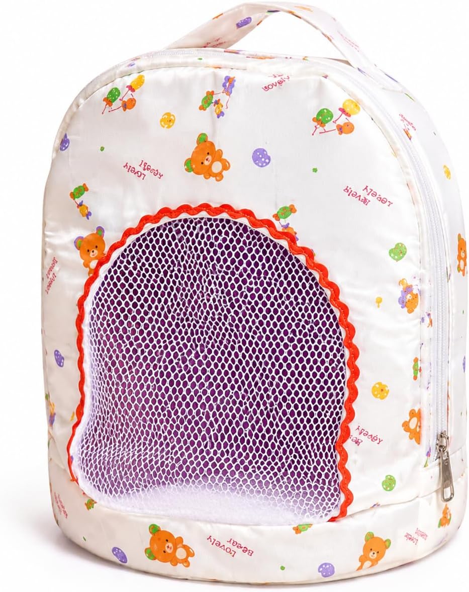 Laddu Gopal Travel Bag | Printed Handbag with Zipper Closure | Fits Laddu Gopal Idol Size 0, 1, 2, 3, 4 | Random Colors & Patterns