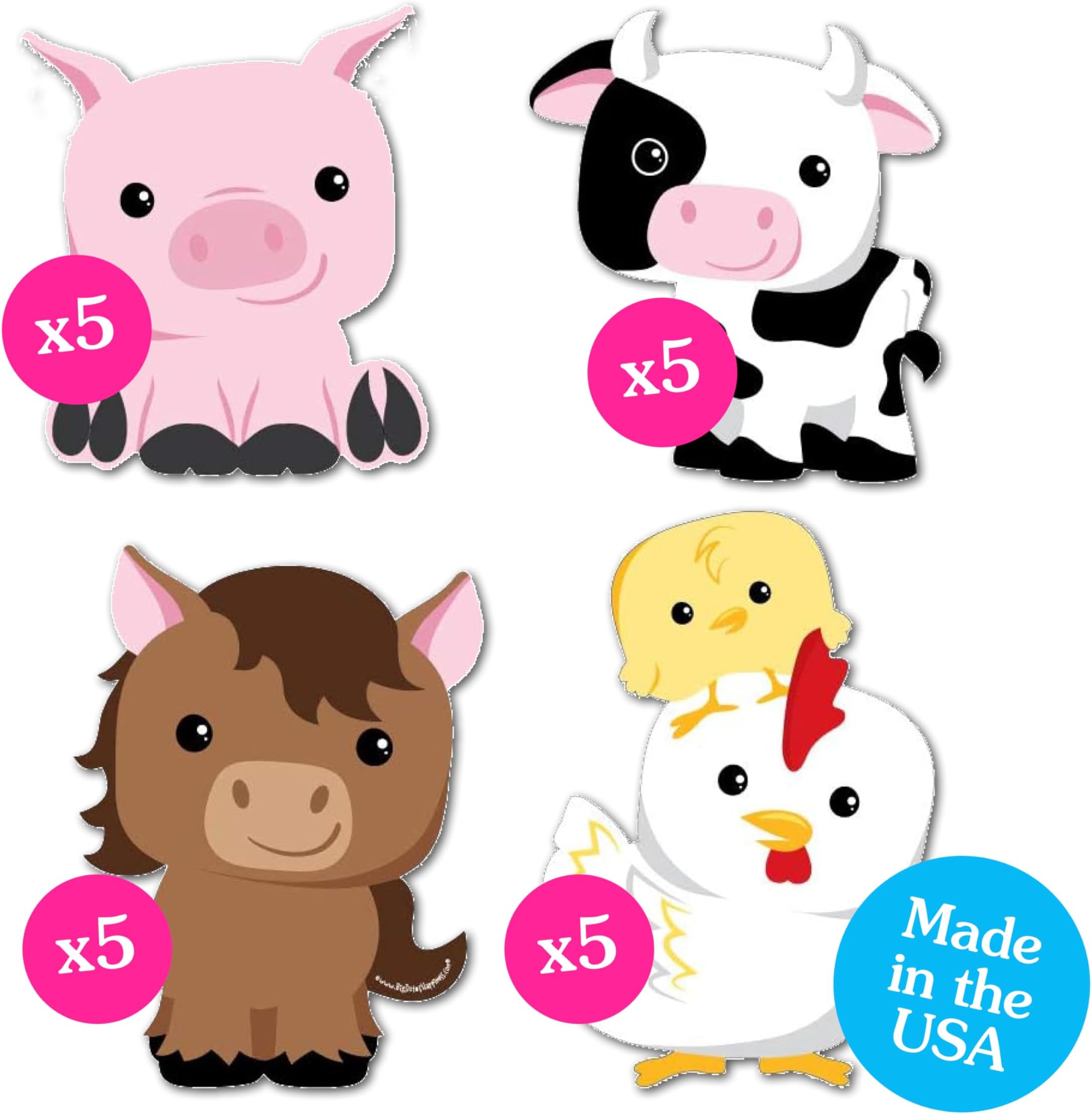 Big Dot of Happiness Farm Animals - Cow, Horse, Pig and Chicken Decorations DIY Baby Shower or Birthday Party Essentials - Set of 20