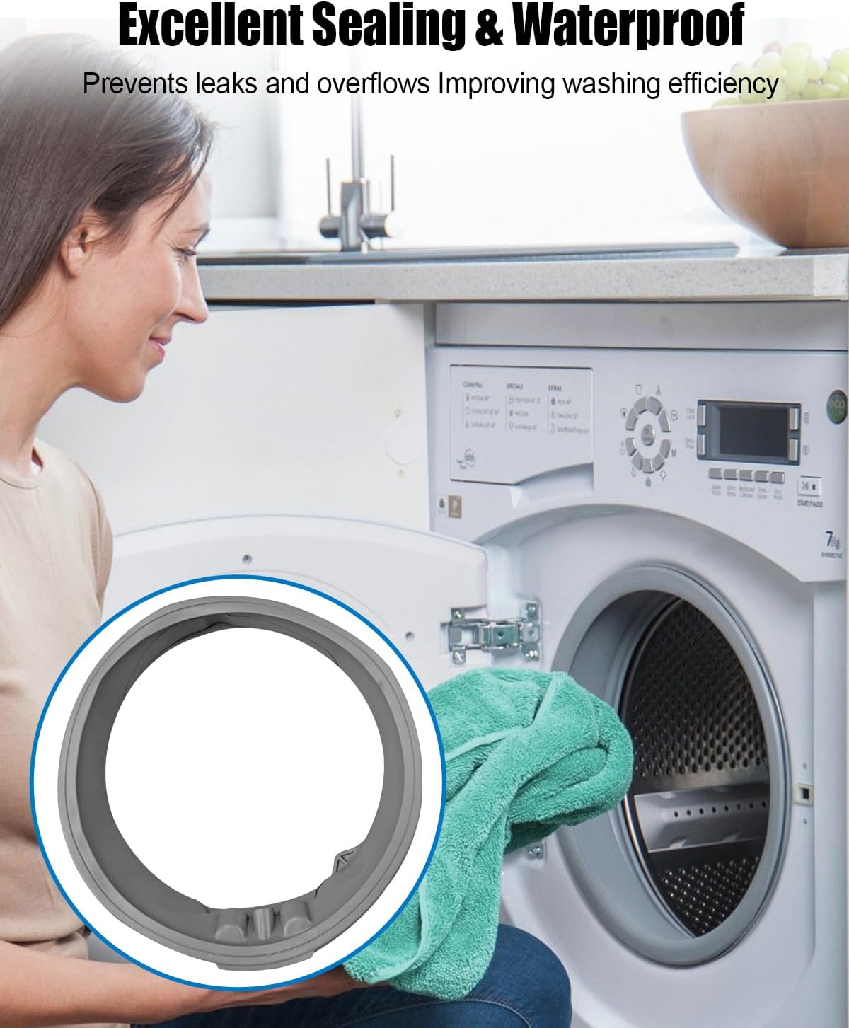 5304505004 Washer Door Gasket Fit for Frigidaire Electrolux Washing Machine, Front Load Washing Machine Door Bellow Boot Seal Replace 5304505239 5304516744 4931397 AP6973284 PS12731388 EAP12731388