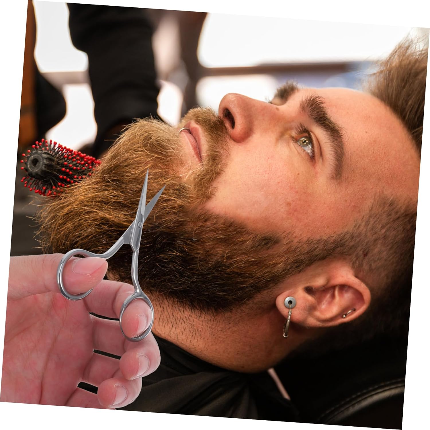Portable Beauty Scissors Set 2-Piece Stainless Steel Eyebrow and Nose Hair Scissors for Men and Women Compact Grooming Tool for Home Use and Travel