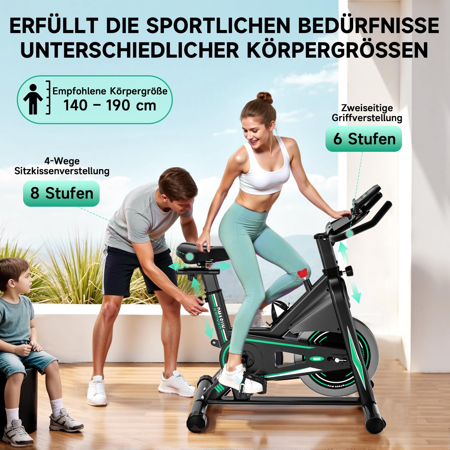 [2026 Aktualisiert] Heimtrainer Fahrrad, DMASUN Leiser Ergometer Hometrainer Fahrrad mit 0-100% Widerstand, Display& Tablet-Halterung, Kardio Training Indoor Cycling Bike mit bequemem Sitz, Bis 160KG