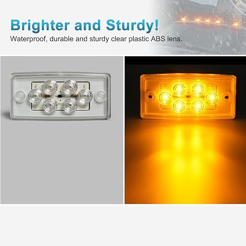Vista 14 de Partsam 5 luces rectangulares ámbar 6 LED parte superior transparente para Freightliner Volvo