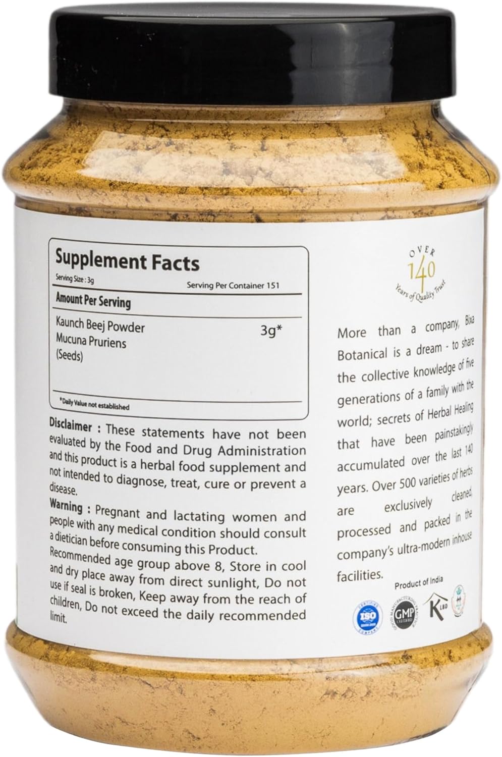 bixa BOTANICAL Mucuna Pruriens Powder | Velvet Bean Powder | Kapikacchu | Kaunch Beej | Ayurvedic Herbal Supplement ǀ Energy Booster | 1 Pound / 16 OZ | Gluten Free, Non-GMO, Steam Treated, Vegan,