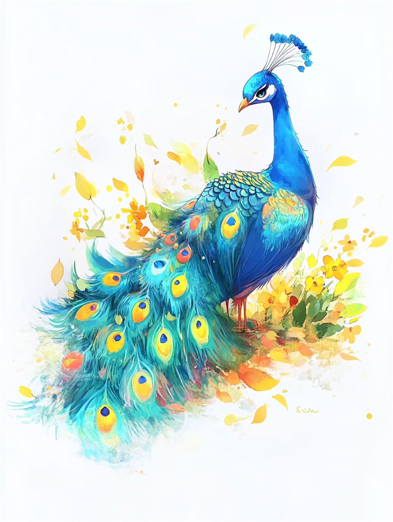 Peinture Numero Adulte Paon, animal Peinture par Numero Adulte avec Cadre 80x100cm, 5D DIY Paint by Numbers avec 3 Pinceaux et Peintures Acryliques, Decoration Chambre Maison Murale, Cadeau Femme -478