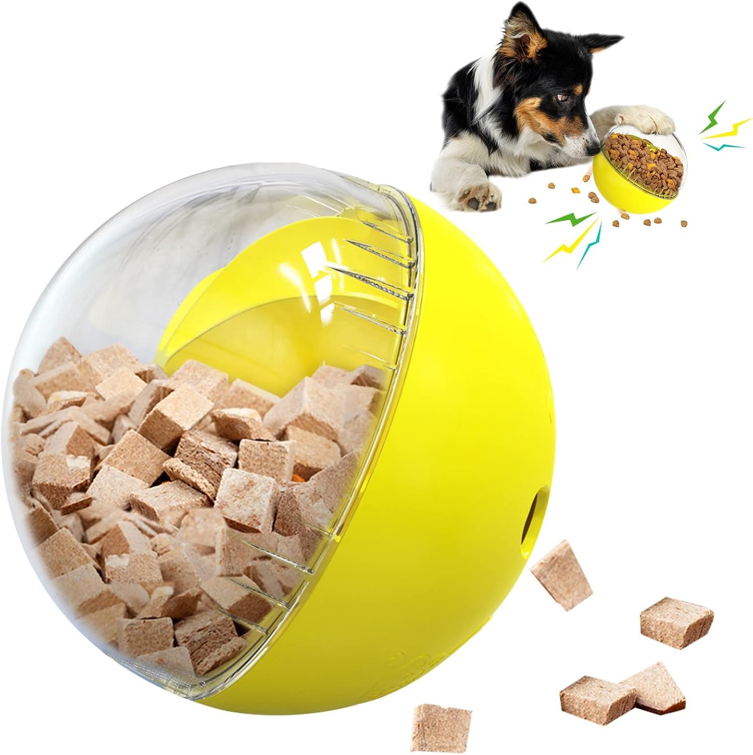 Interactive Dog Toys Treat Dispenser Giggle Dog Ball Toy Puzzle Toy for Small Medium Large Smart Dogs Adjustable Dog Food Slow Feeder &…