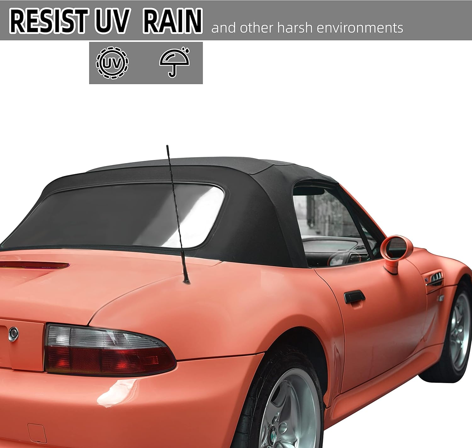 KUAFU Cabrio Convertible Soft Top Roof Compatible with 1996-2002 BMW Z3 & M Roadster Convertibles, with Plastic Window- Black Replace for 54318411121 BM33902