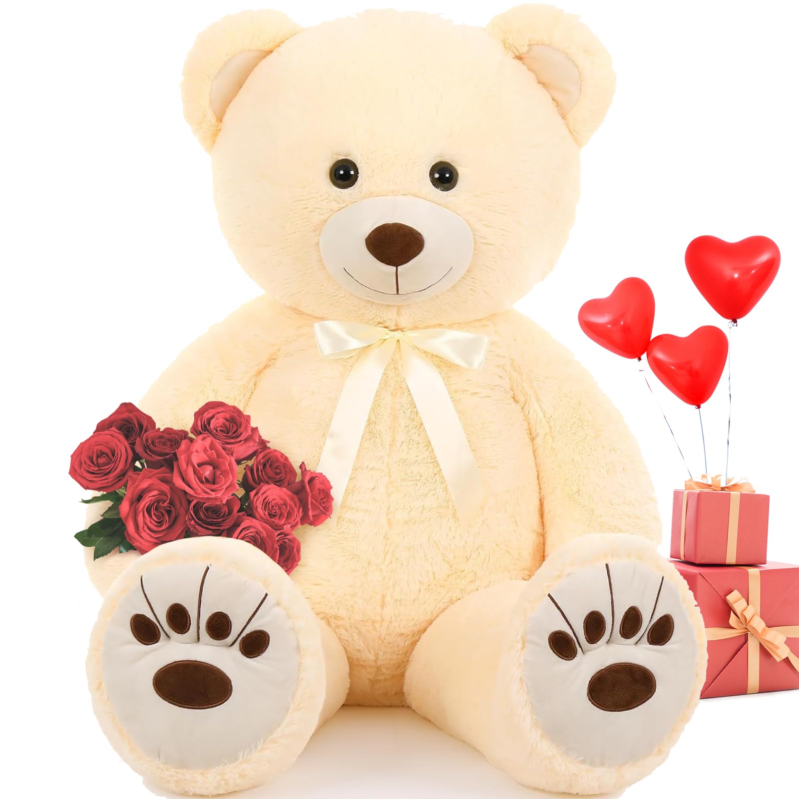 MorisMos XXL Oso de Peluche Gigante, 130cm Marrón Claro Osito Peluche Grande, Kawaii Suave Osito 1.3m Teddy Bear Regalo para Niños Novia Cumpleaños San Valentín Decoración — view 12