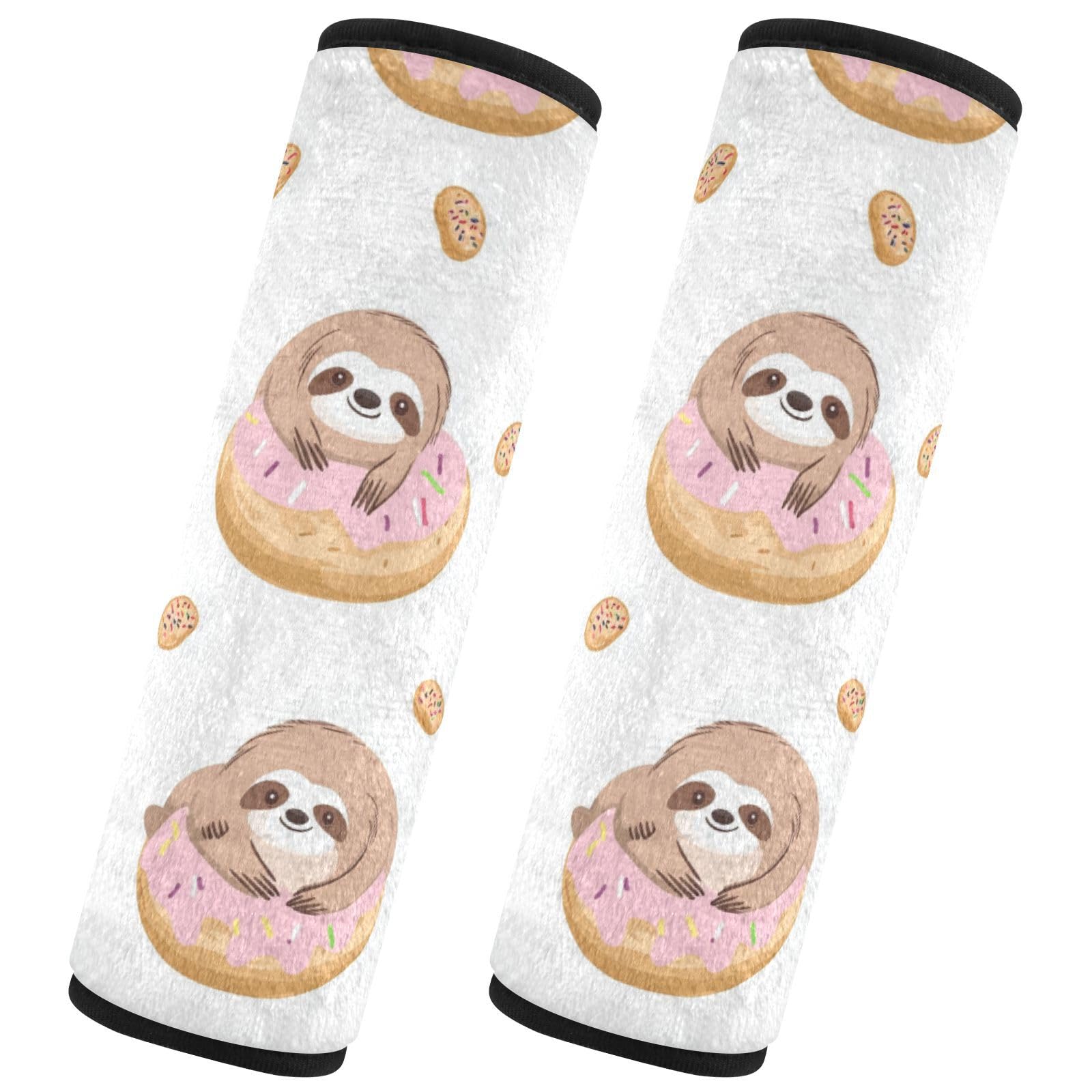 Seat Belt Covers 2 Pack Cute Sloths Car Seat Strap Covers Super Soft Floating Donut Car Seat Neck Cover for Boys Girls Adults Babies M