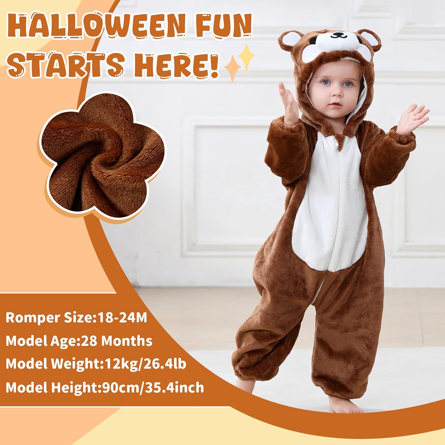 Baby Animal Cosplay Costume Hooded Romper Soft Infant Toddlers Halloween Outfits Winter Autumn Jumpsuit