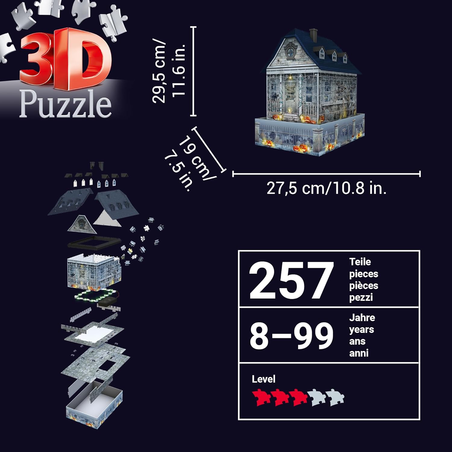 Ravensburger Haunted House 216 Piece 3D Jigsaw Puzzle for Kids 11548 - Easy Click Technology Means Pieces Fit Together Perfectly