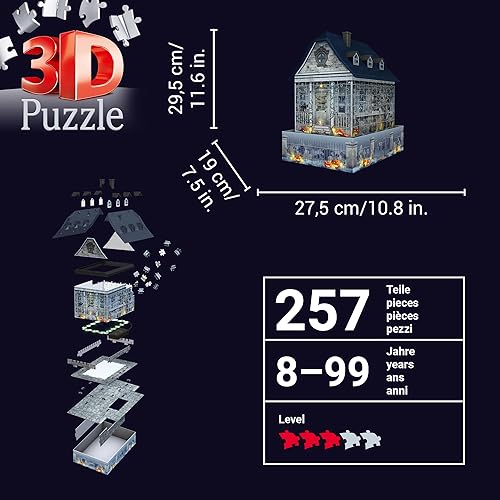 Miniatura 5 de Ravensburger Haunted House - Rompecabezas 3D de 216 piezas para niños 11548 – Tecnología Easy Click significa que las piezas encajan perfectamente