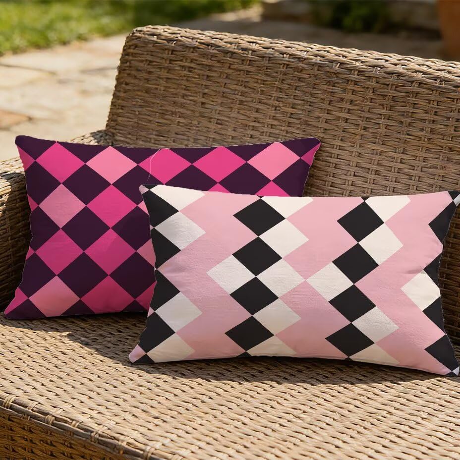 Housse de coussin extérieur 60x90 cm lot de 2 imperméable rose