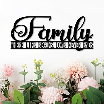 Metal Family Sign, Metal Family Wall Decor, Hanging Family Word Sign, Ideal Gift for Living Room Bedroom Housewarming18 Inch