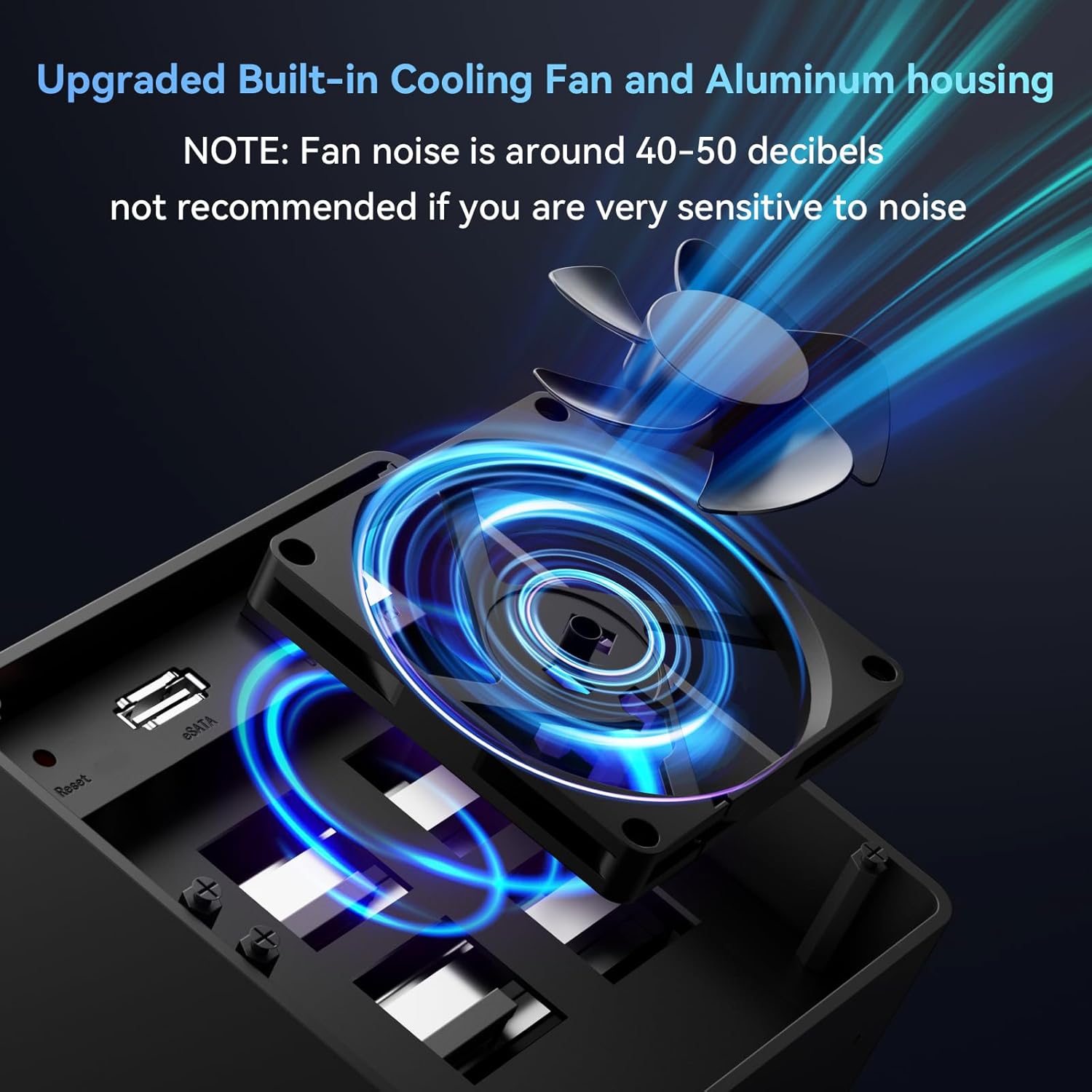 Diagram showing the internal cooling fan of the enclosure