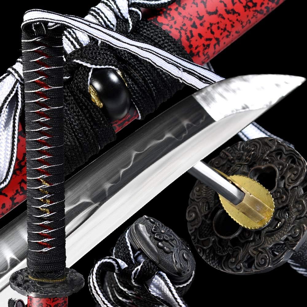 Full Tang Handmade Japanese Katana T10 Steel Clay-Tempered Samurai Sword Kogarasumaru