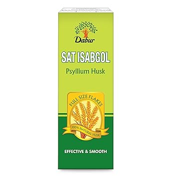 Dabur Sat Isabgol ( Psyllium Husk ) - 180g | Rich in Fiber | Provides Effective Relief From Constipation & Bloating | Promotes Bowel Health | Non Habit Forming | 100% Ayurvedic
