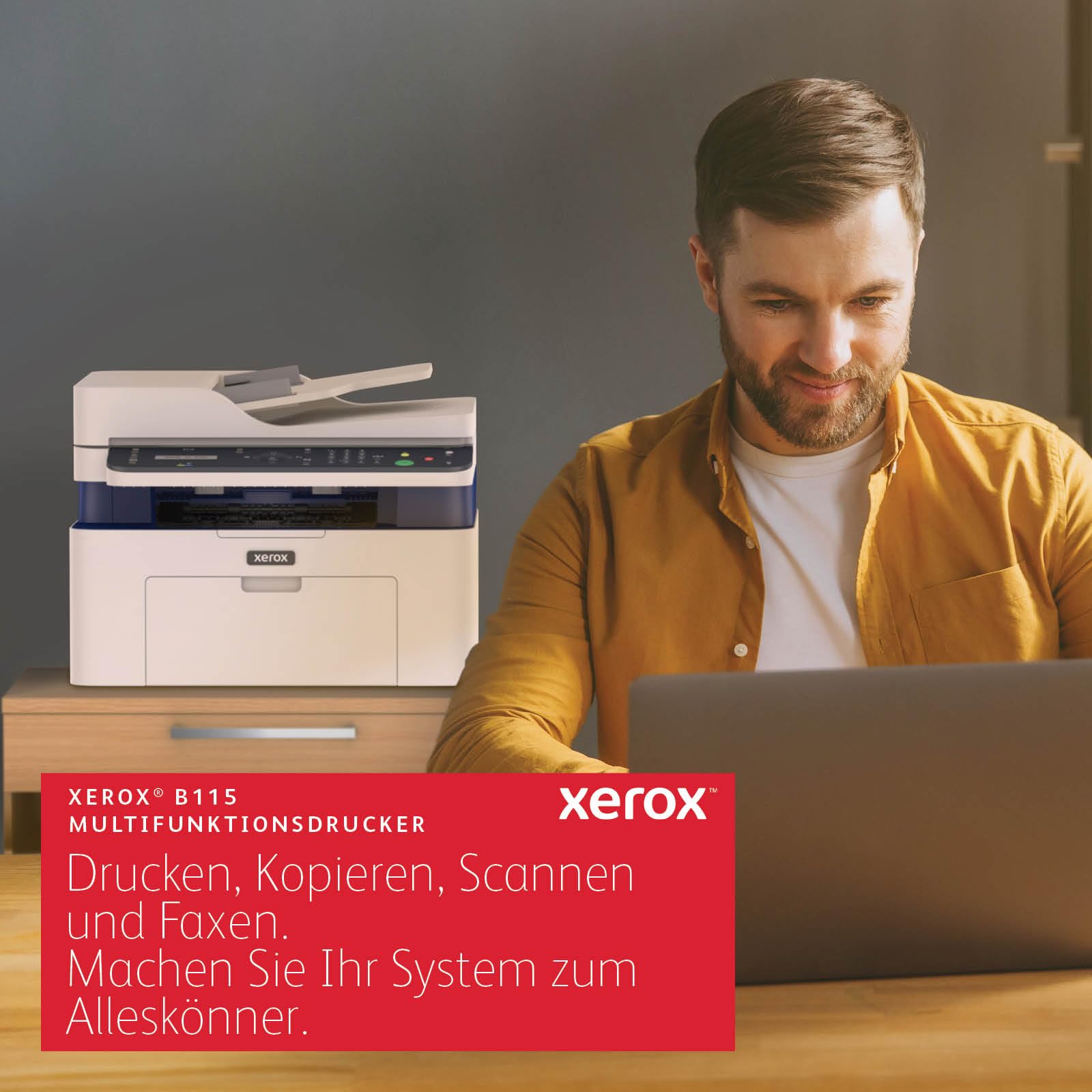 Xerox B115 Multifunktions-Wireless-Drucker – 4-in-1 Mono-Laser, schnelle 20ppm, Druck/Scannen/Kopieren/Faxen, A4, ADF, Ethernet, Kleinunternehmen, Mobil bereit, WLAN, AirPrint, Mopria, EU-Netzkabel