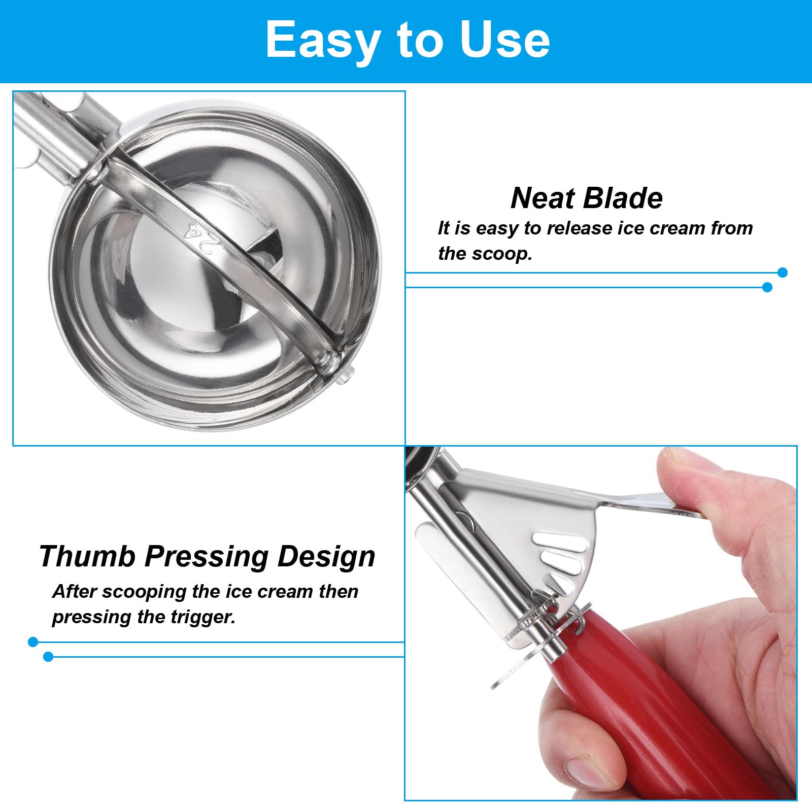 PATIKIL 1.3 Ounce Ice Cream Scoop with Trigger - Image 4