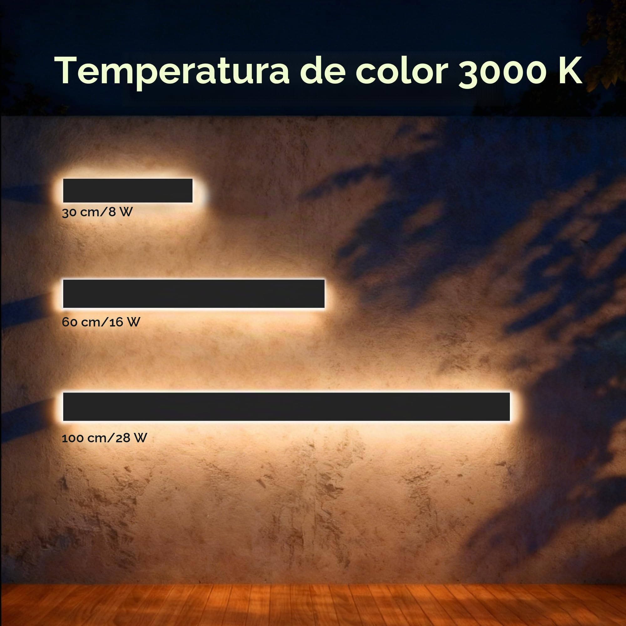 auralab Aplique Pared Exterior Largo 100cm, IP65 Impermeable Acrílico Apliques pared Largos, 3000K Lampara de Pared Larga LED Moderna Decorativa para Piscina, Salón y Porche, Negro