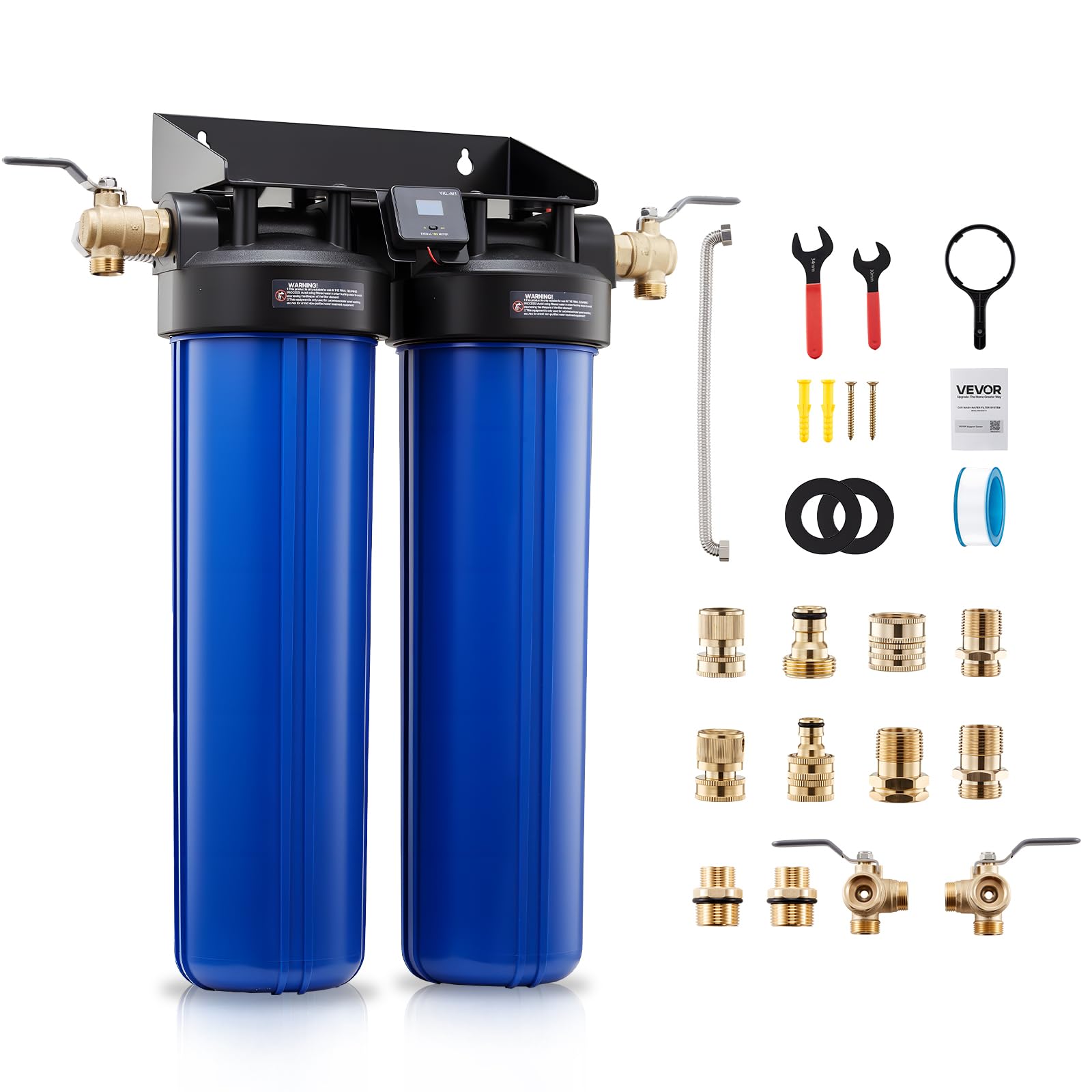 VEVOR Déminéralisateur d'eau pour Rinçage Auto sans Traces, Système d'eau Désionisée avec Résine de Déminéralisation 2x4 L, pour Véhicules Motos Vitres, avec Vanne de Dérivation et Testeur TDS