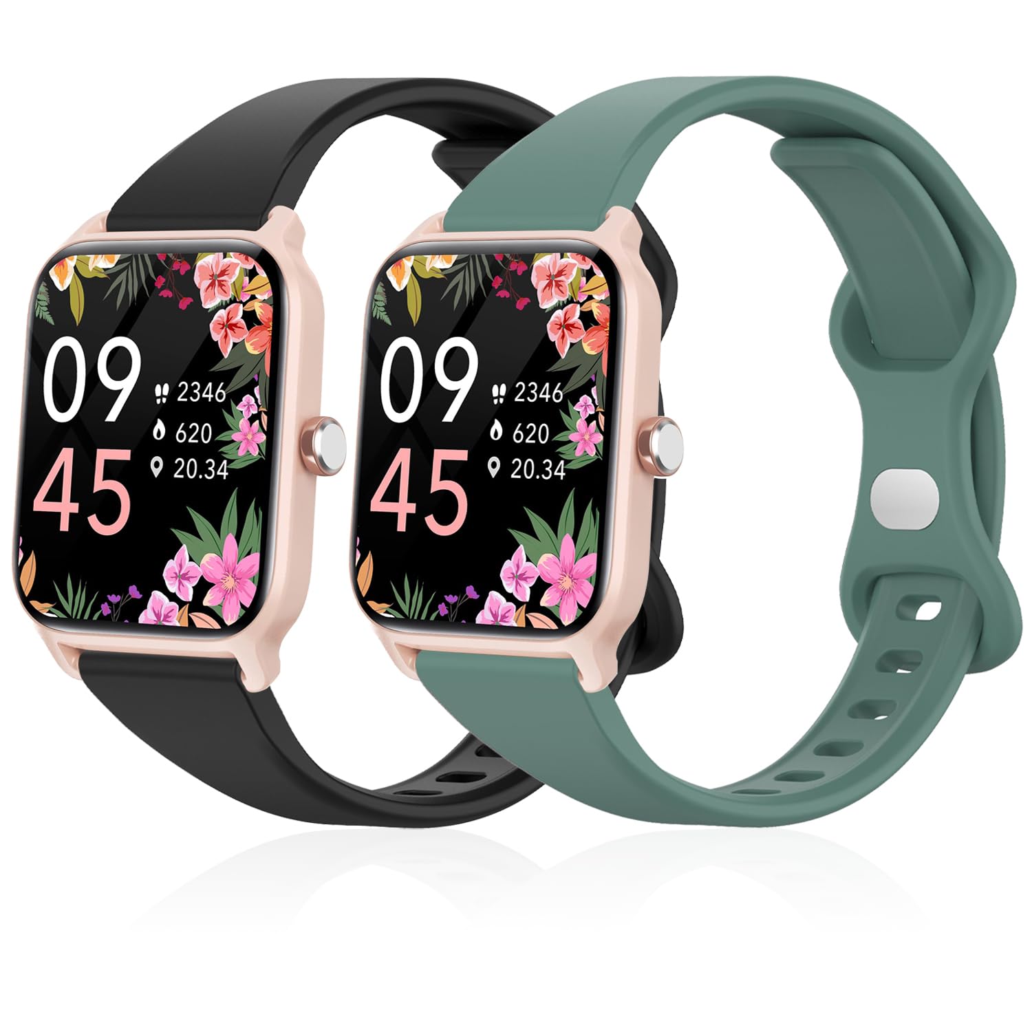 Lzwldan 2 Pack Slim Watch Bands Compatible with Woneligo/Fitpolo Smart Watch IDW13,Soft Silicone Replacement Wristband for FITVII H56/ID208 Plus/