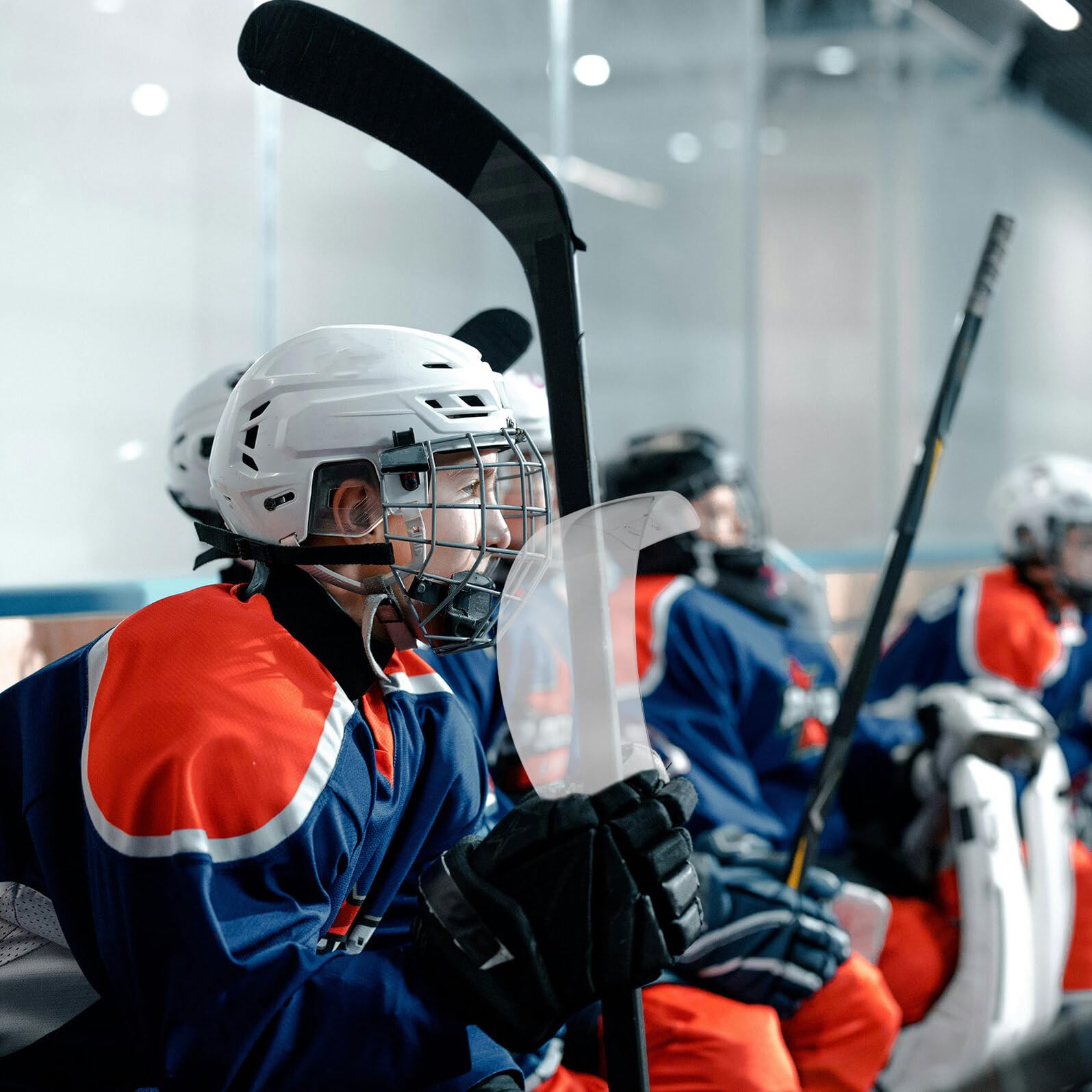 BESTonZON Lunettes De Protection pour Casque De Hockey Visière De Hockey À Coupe Droite Anti-Buée Écran Anti-Rayures Transparent