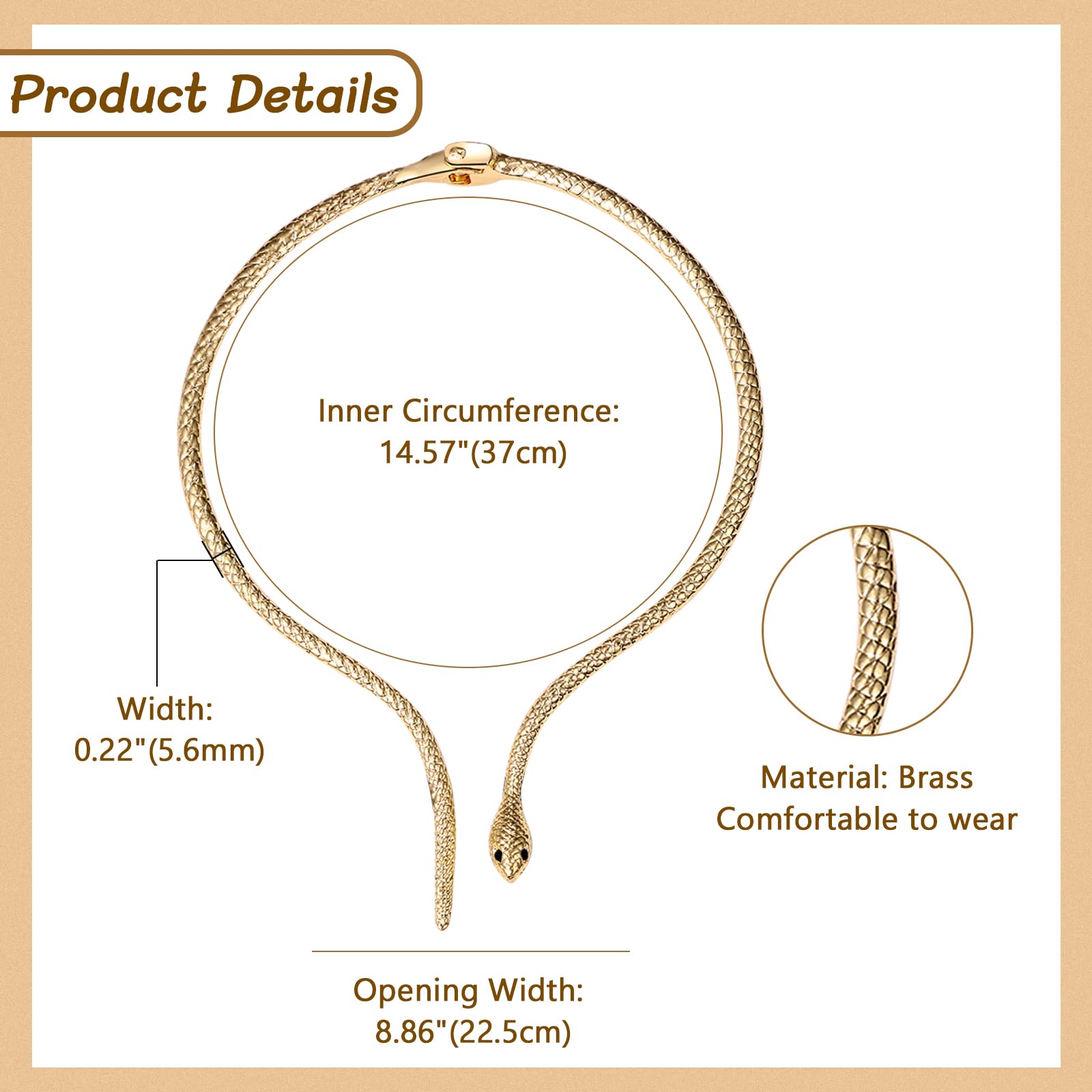 JewelryWe Collana Serpente Girocollo da Donna: Collana Vintage Classico Regolabile Choker in Acciaio Inossidabile Holloween Accessori da Donna
