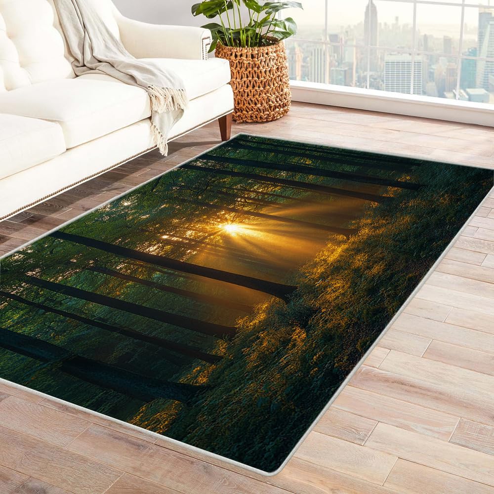 Tapis de couloir forêt verte pour créer une aire de jeux cosy dans la salle