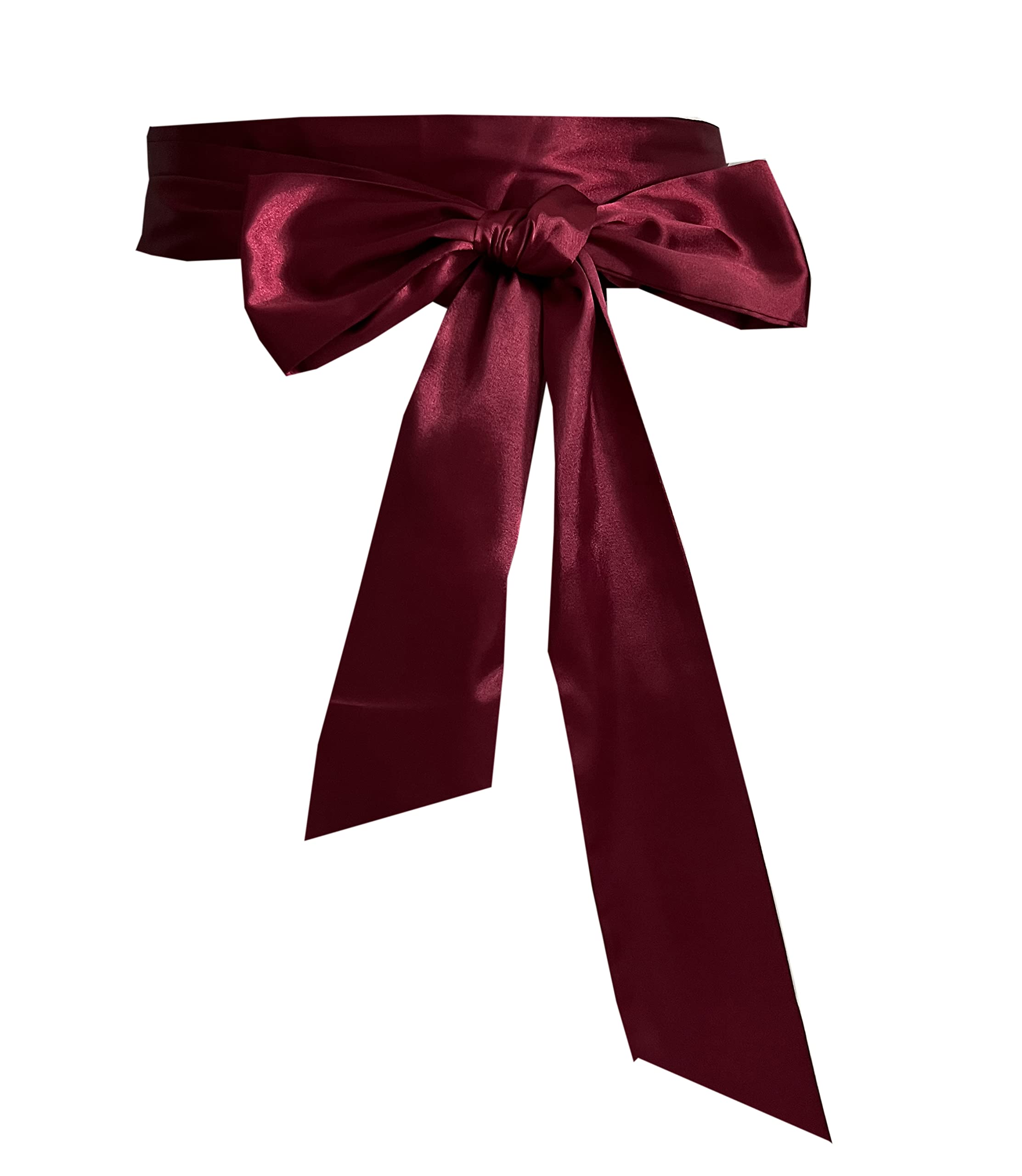 NANIA Wedding satin sash belt for special occasion dress bridal sash, Burgundy, Large