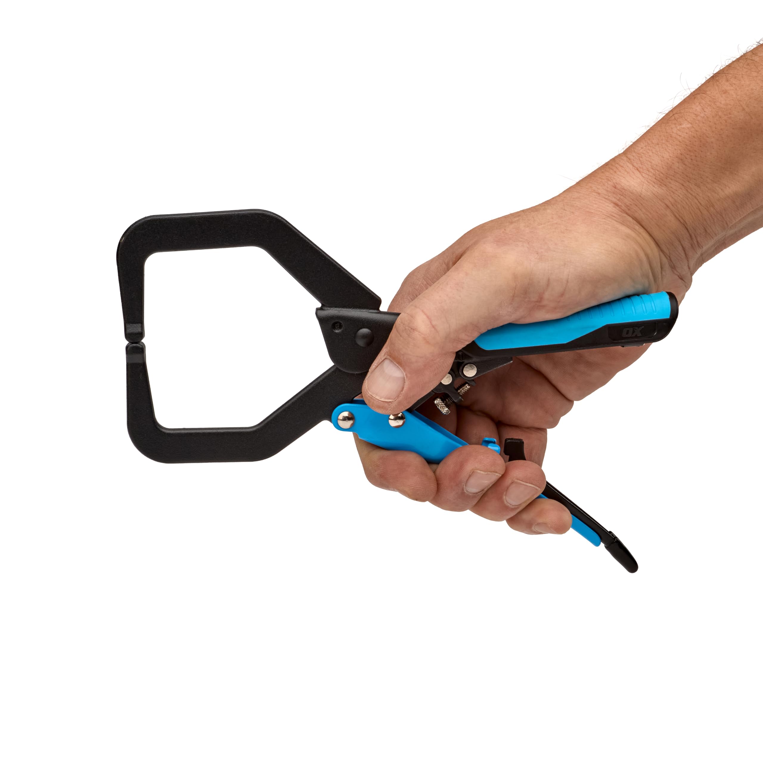 OX Auto Adjust C Clamp - 7"/178mm, Heavy Duty Steel, Patented Locking Mechanism, TPR Comfort Grip Handle, Perfect for Welding, Wood & Metal Working, OX-P204202