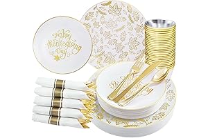 Nervure 175-Piece Thanksgiving Disposable Dinnerware Set