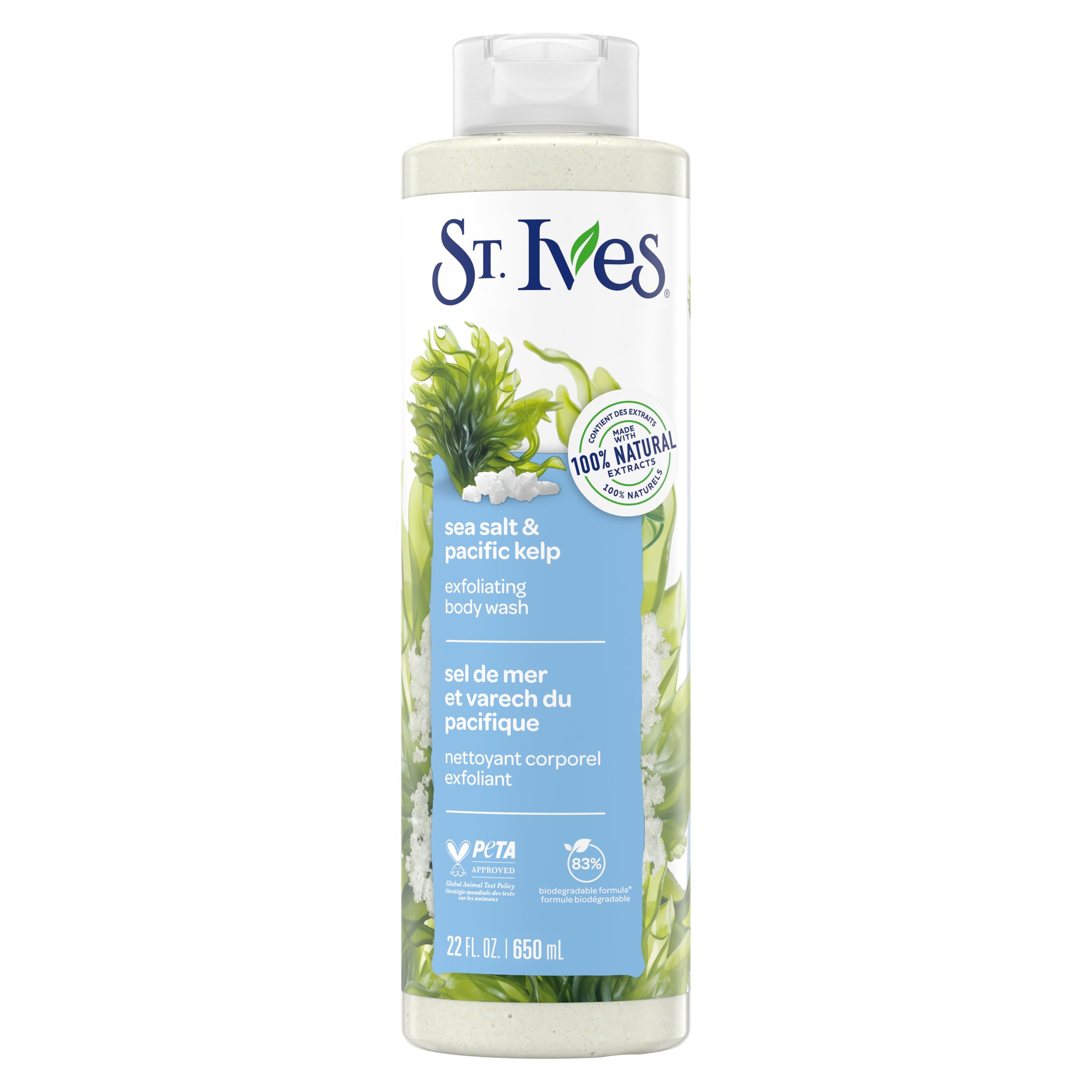St. Ives Exfoliating Sea Salt & Pacific Kelp Body Wash|Shower gel for Women | 100% Natural Extracts | Cruelty Free | Paraben Free |650ml