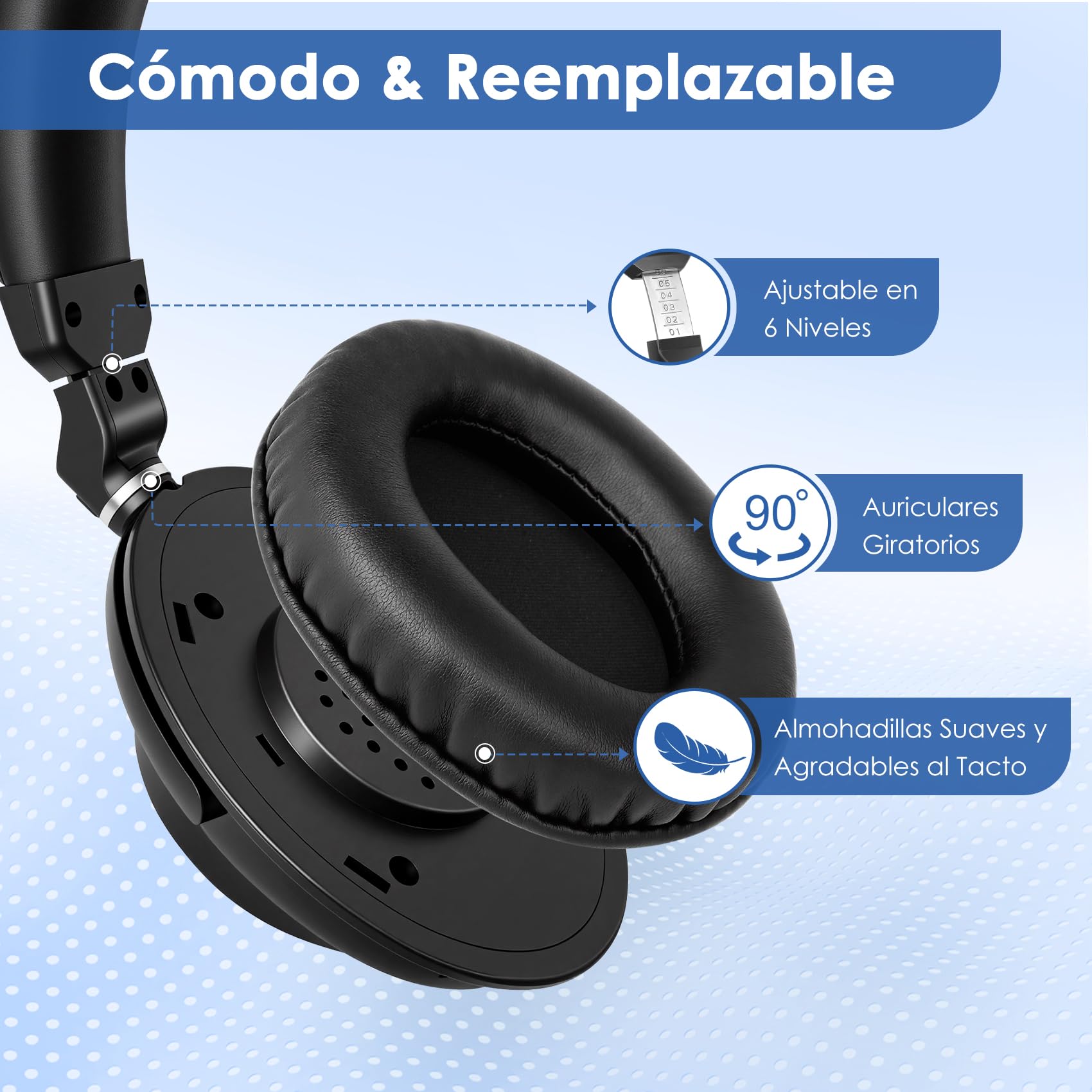 SIMOLIO 737D1 Auriculares Bluetooth TV para Persona Mayore con Voz Clara | Modo TV y BT, Control de Tono, Optico/RCA/AUX, Conexión para Soundbar, Base de Carga, Sin Retardo, Larga Autonomía, 50M