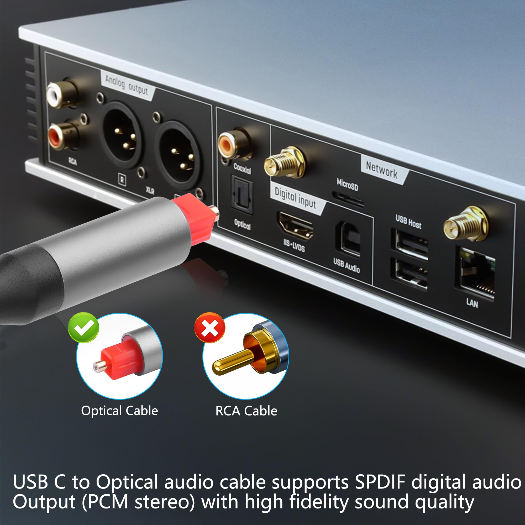 CERRXIAN Cavo audio ottico da USB A a 5FT, cavo convertitore digitale unidirezionale da tipo A a SPDIF, convertitore audio unidirezionale del segnale audio da USB a SPDIF SOLO
