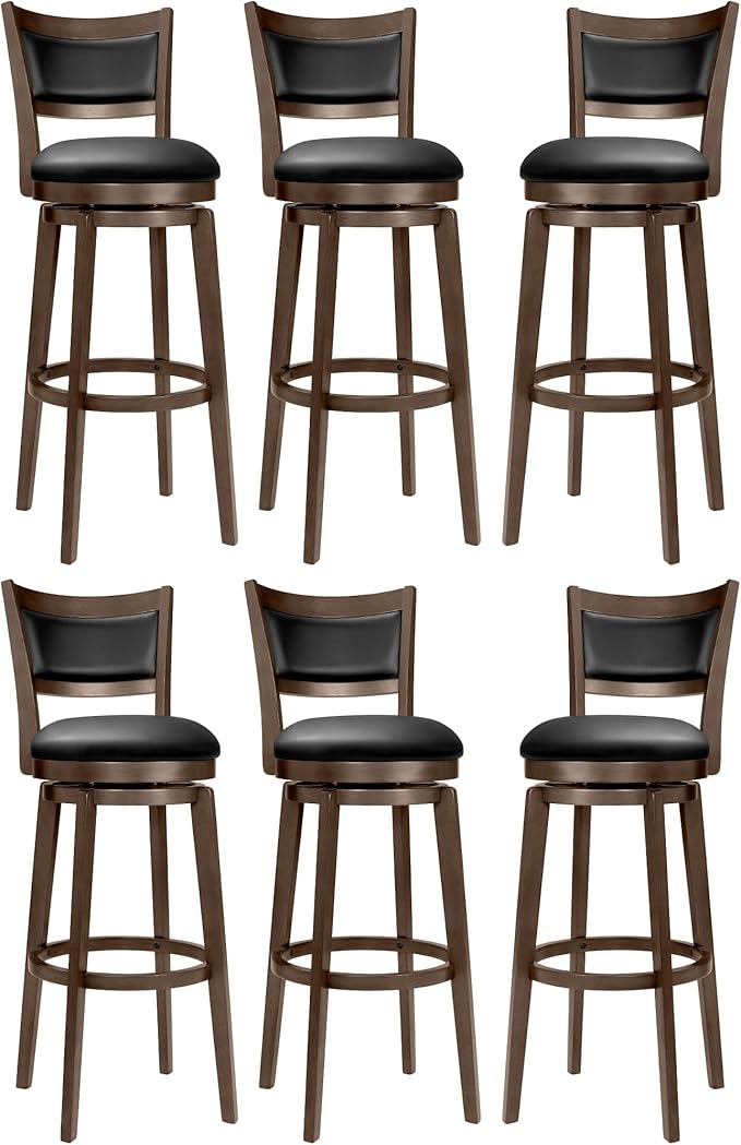 Larksperal 34" Extra Tall Bar Height Stools Set of 6 High