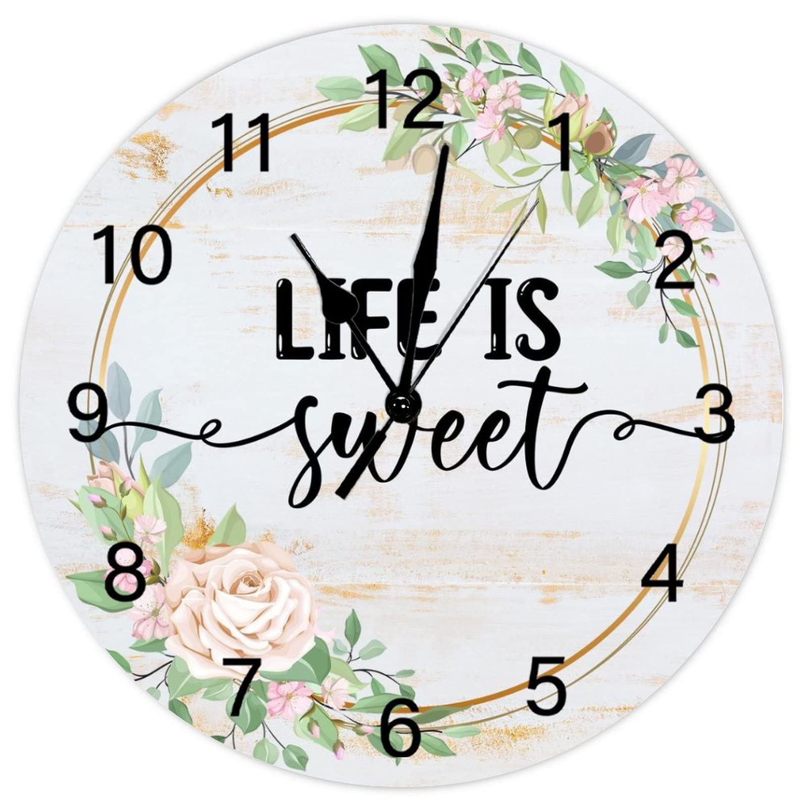 Horloge murale motif floral 38 cm idéale pour embellir une cuisine lumineuse