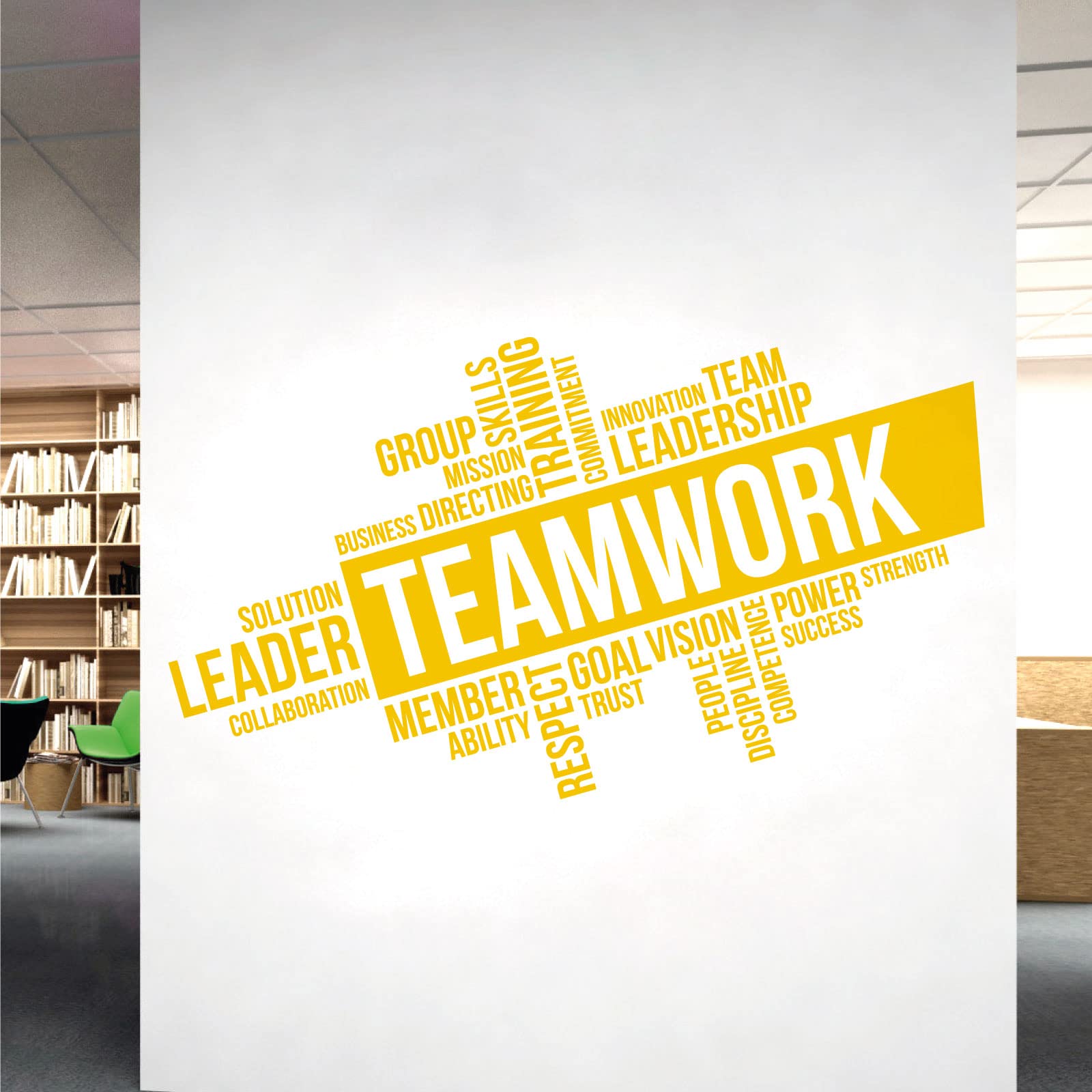 Corporate Wall Art Sticker - Teamwork, Leadership, Training, Skills Goal, Respect... - Company Office, Conference Room [XLarge] [Sunflower]