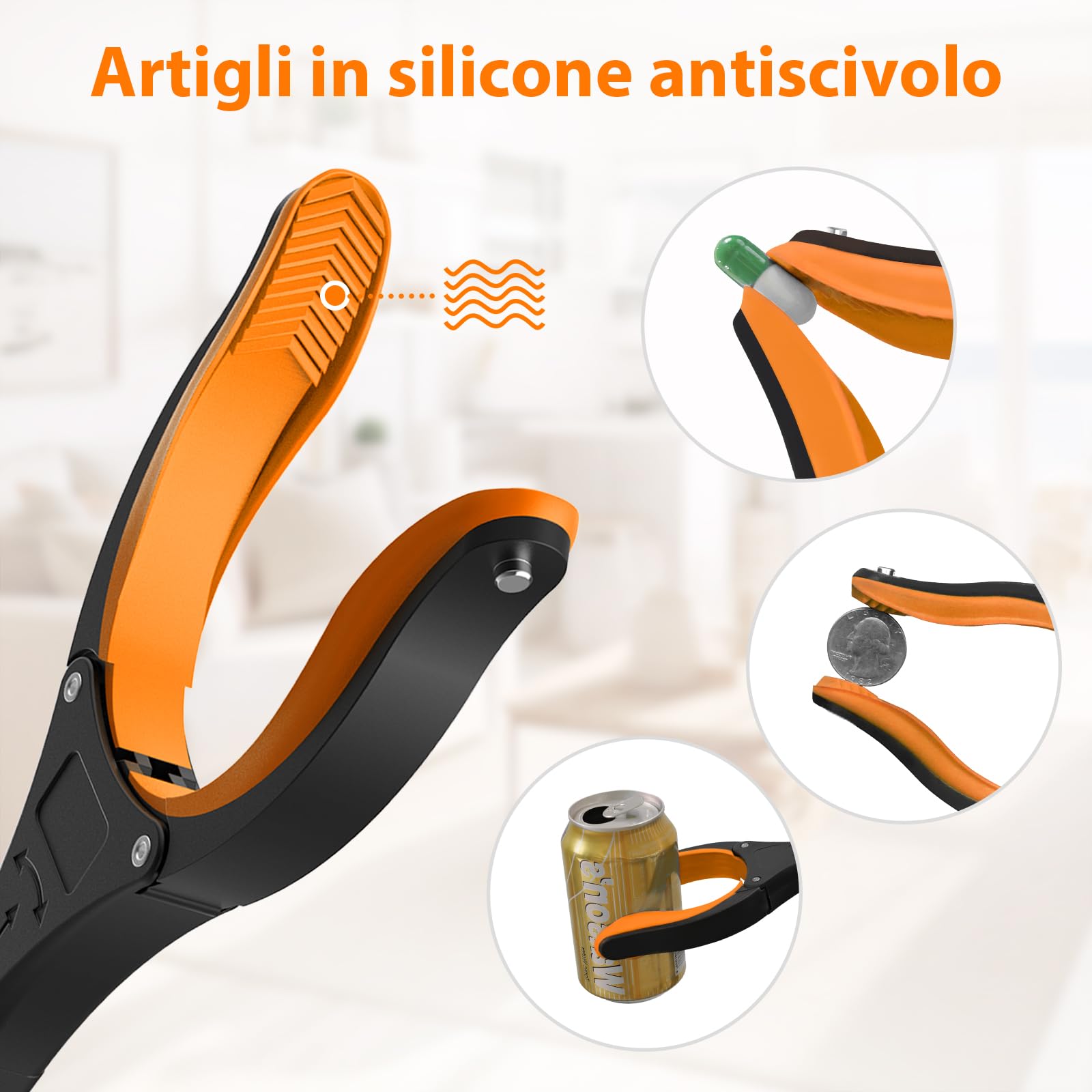 Pinza Raccogli Oggetti 80 cm Set da 2, Pinza Telescopica Prendi Oggetti Ergonomica con Artiglio Antiscivolo e Testa Girevole, Pinza Raccogli Rifiuti per Anziani