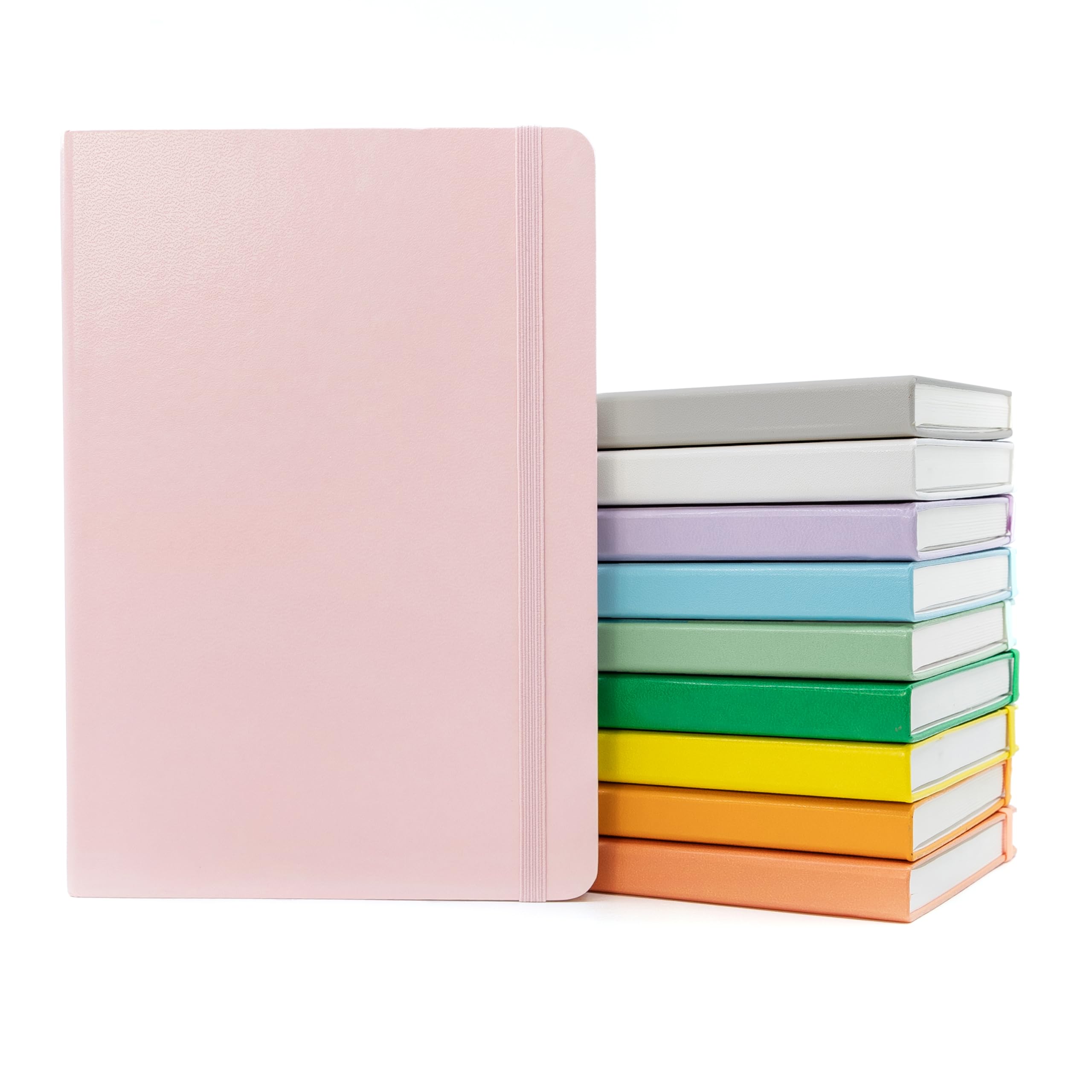 PAPERAGE Lined Journal Notebook, 10 Pack, (Pastel Rainbow), 160 Pages, Medium 5.6 in x 8 in - 100 GSM Thick Paper – Hardcover Journaling Notebook for Work, School &amp; Note Taking