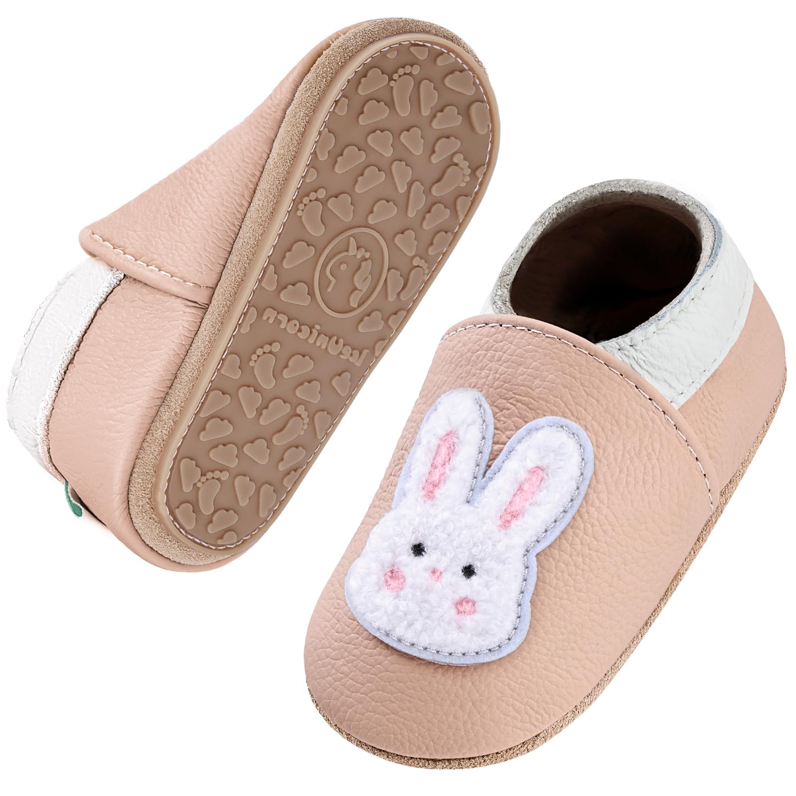 IceUnicorn Krabbelschuhe Baby Lauflernschuhe Weicher Leder Jungen Mädchen Lederschuhe Babys Rutschfeste Krabbelschuhe mit Gummisohle Babyschuhe