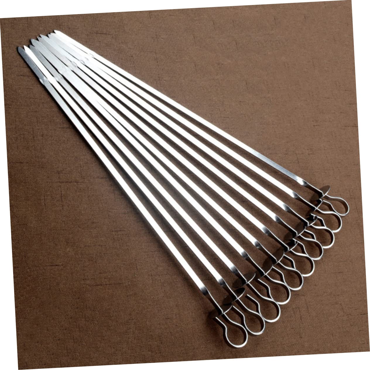 Abaodam Spiedini Per Barbecue in Acciaio Inox 20 Pezzi, Forchette Riutilizzabili Piatte Impugnatura Ad Anello Per Grigliate All'aperto, Resistenti e Pratici Per Carne e Verdure