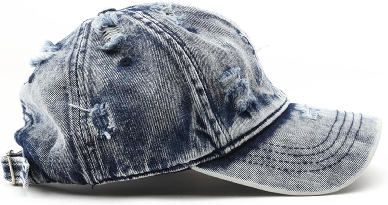 Vintage Washed Distressed Baseball Cap Unconstructed Cotton Denim Trucker Dad Hat for Men Women Headwear