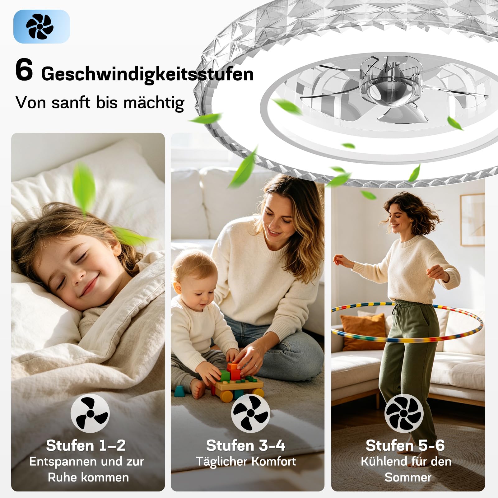 LED Deckenventilator mit Beleuchtung und Fernbedienung