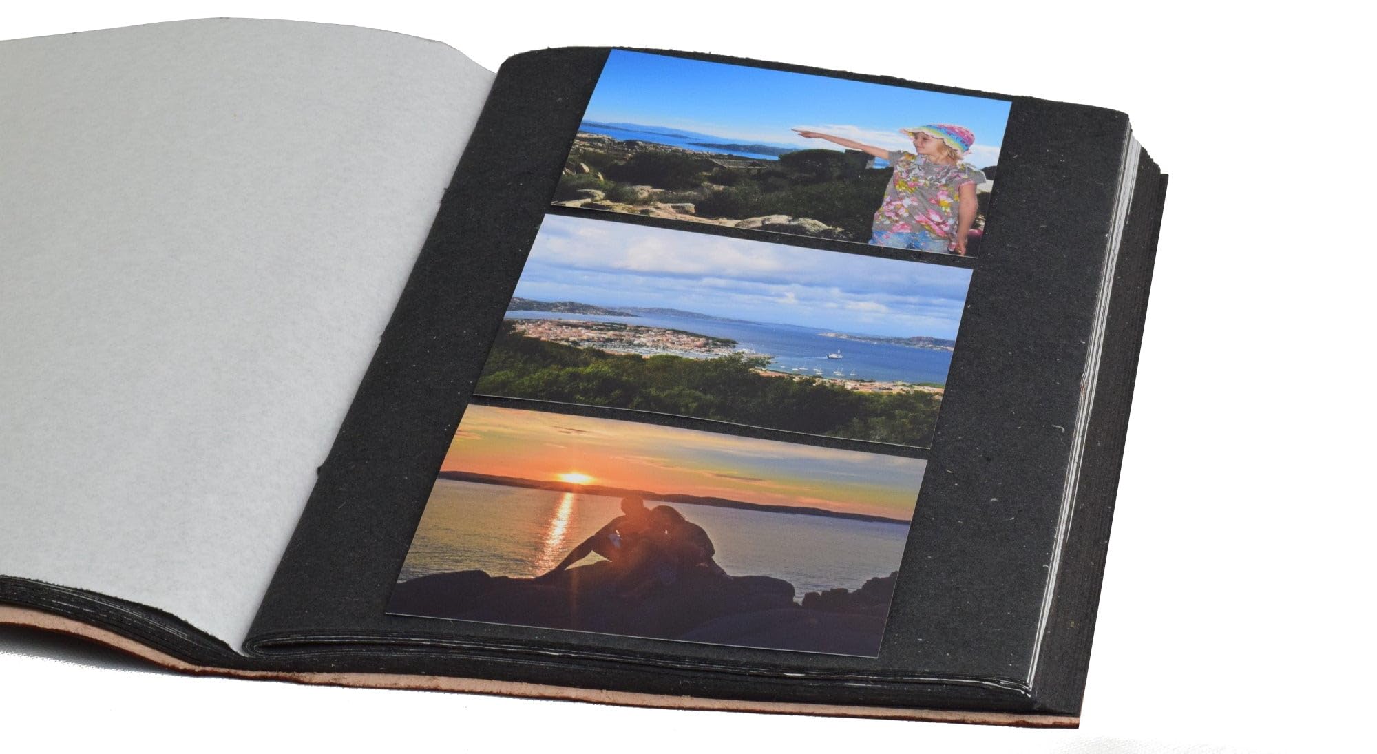 Herbarium Álbum de fotos XXL de piel auténtica hecho a mano en la India, con 80 páginas, libro de fotos vintage