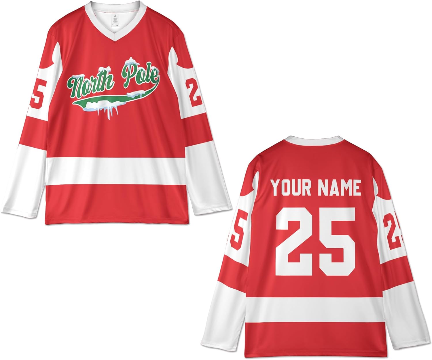 Personalized Name North Pole Santa Claus Christmas Hockey Jersey Multicolor