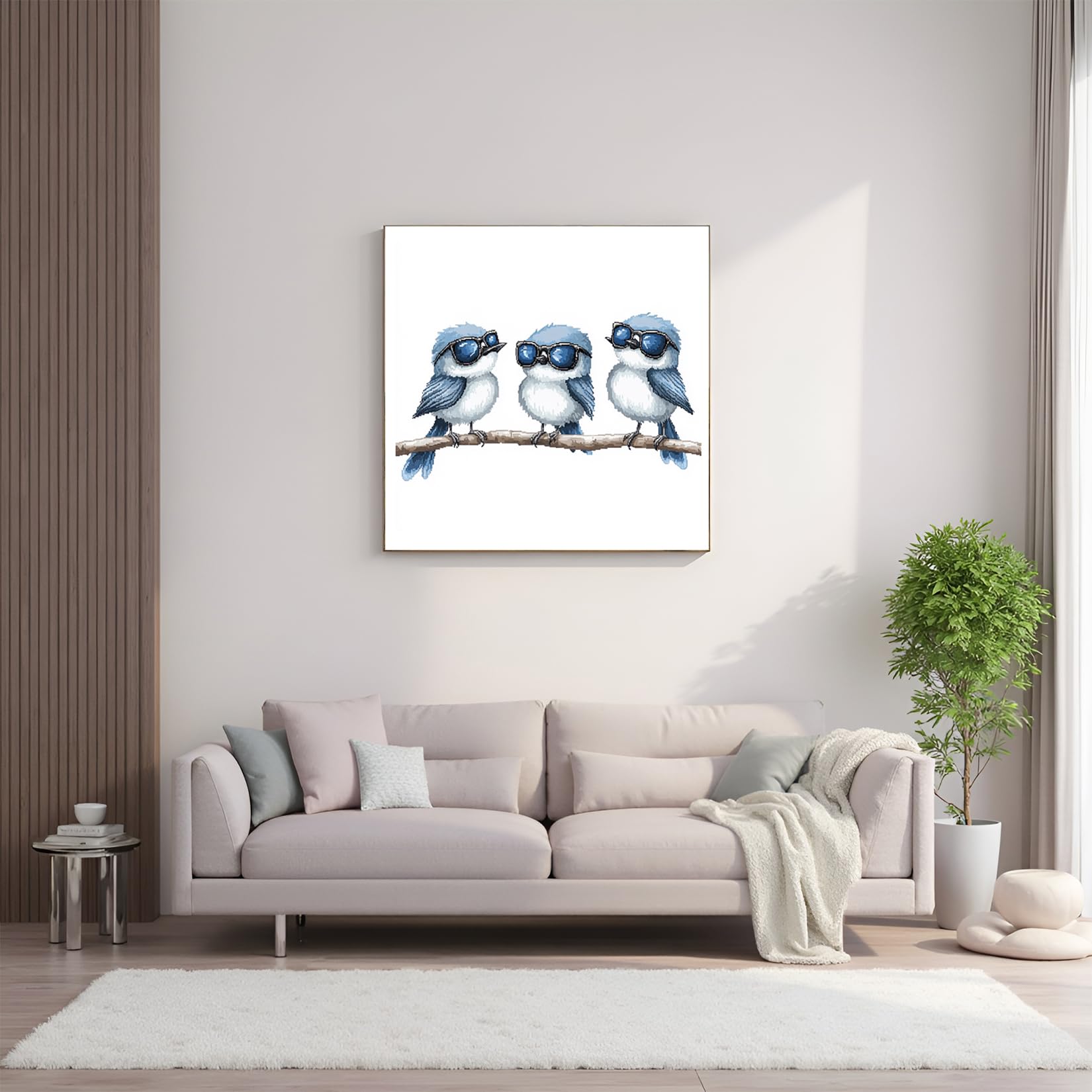 cukol cukol Kit Punto Croce da Ricamare Prestampato Completo, 11CT 30x30 cm | Quadro Uccelli, Schemi Facili per Principianti, Set Ricamo ha Aspetto Raffinato per Decorazioni Parete, Hobby Creativi