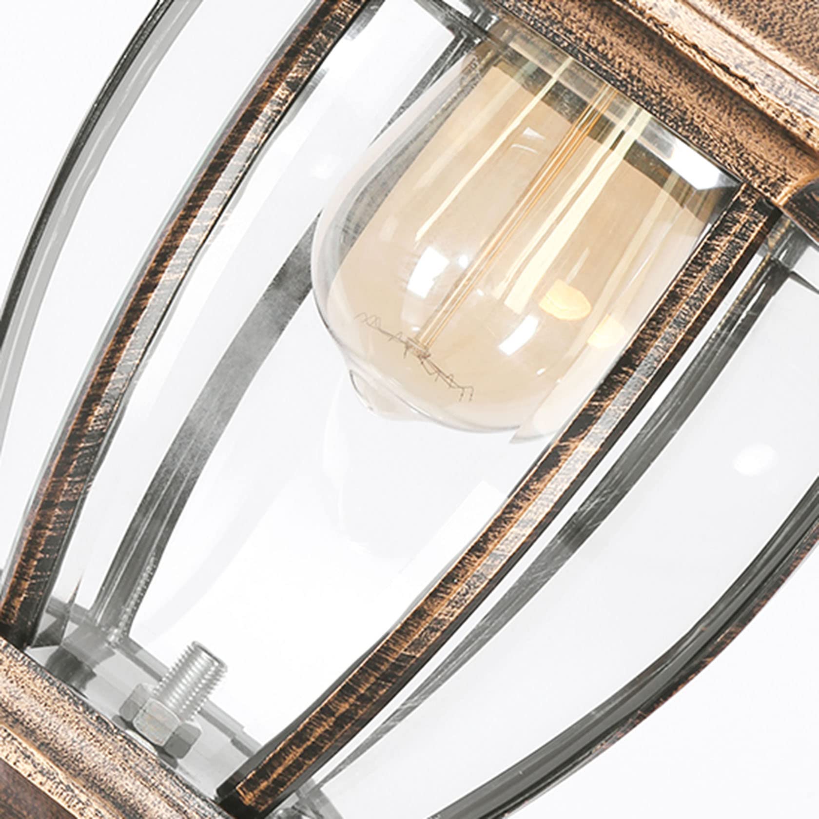 Outdoor Street Light Lantern Glass Post Light Clear Outdoor Garden Pathway Porch Deck Yard Driveway Hallway Hotel Black 2m (Antique Copper Color 2m)