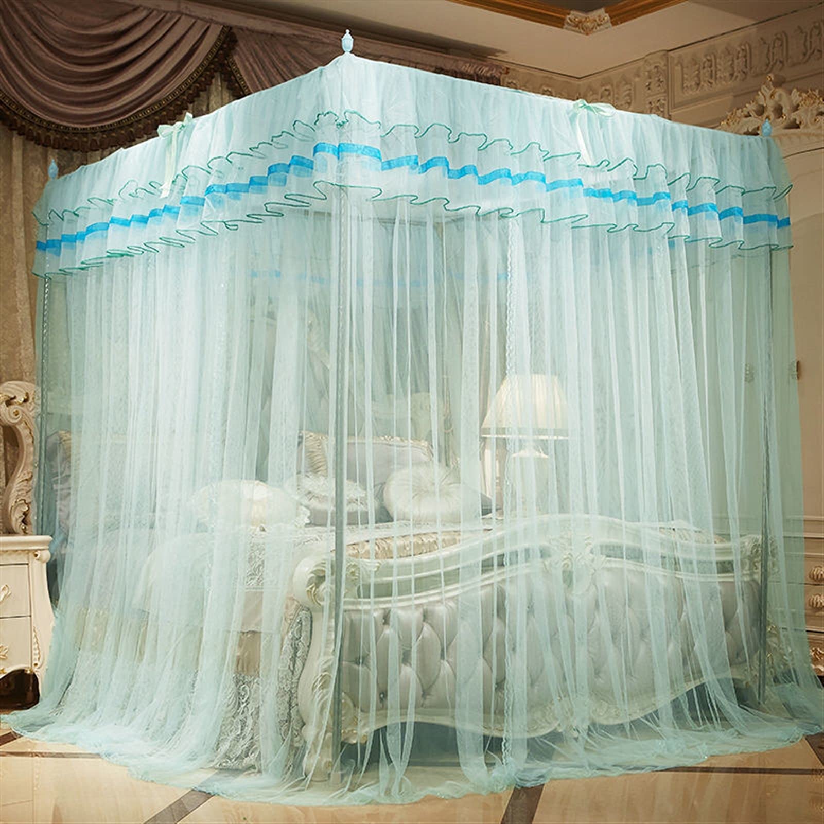 Auvent moustiquaire double lit 1.8x2.2m | Rideau de lit chaud et décoration chambre