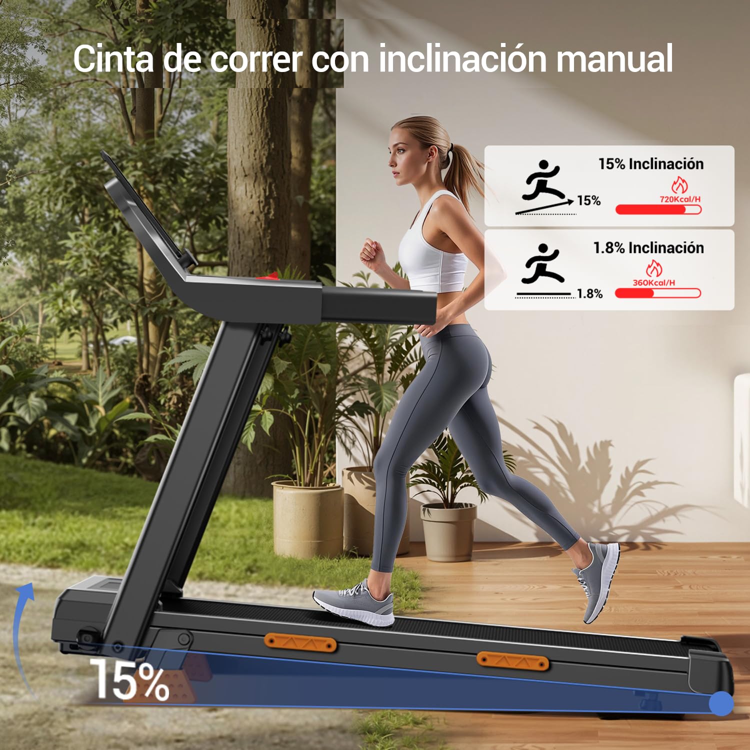 UMAY Cinta de Correr Plegable con Inclinación | Cinta de Andar Plegable,Caminadora Electrica Para Casa Equipado con un Motor de 3,0 CV y Pantalla LED,136KG